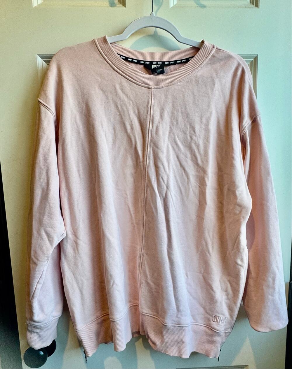 DKNY Sport Womens Blush Pink Crewneck Sweatshirt Size XL